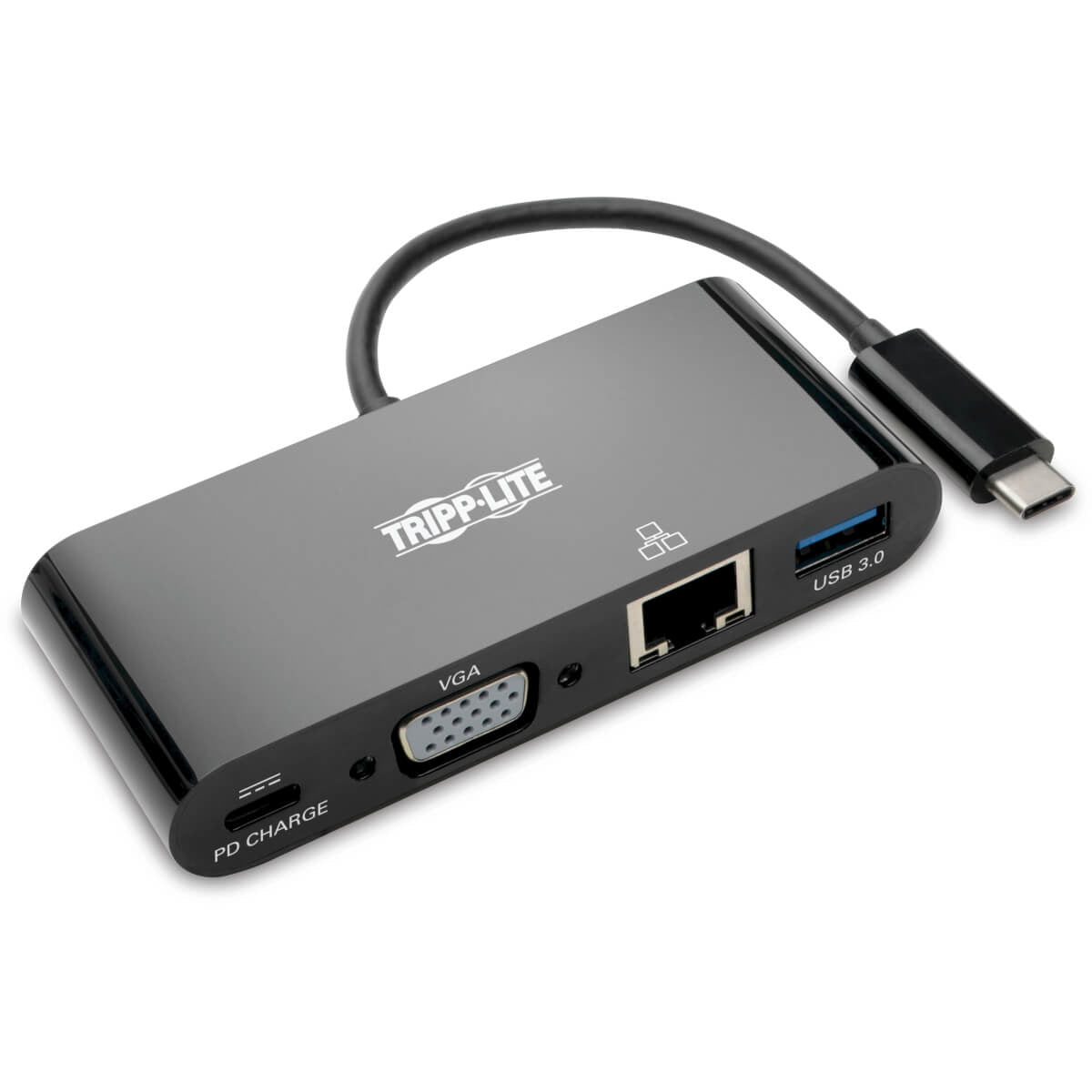 Tripp Lite U444-06N-Vgub-C Usb-C Multiport Adapter, Vga, Usb-A Port, Gbe And Pd Charging, Black