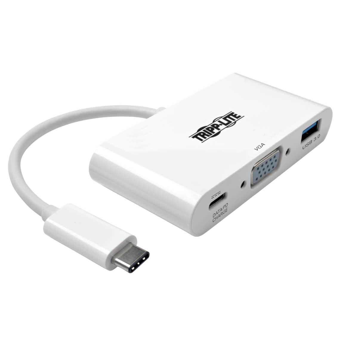 Tripp Lite U444-06N-Vu-C Usb-C To Vga Adapter With Usb-A Port And Pd Charging, White