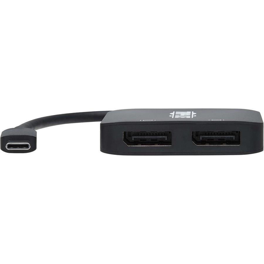 Tripp Lite U444-2Dp-Mst4K6 Usb-C Adapter, Dual Display - 4K 60 Hz Displayport, 8K, Hdr, 4:4:4, Hdcp 2.2, Dp 1.4 Alt Mode, Black