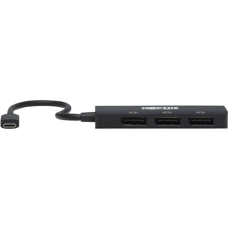 Tripp Lite U444-3Dp-Mst Usb-C Adapter, Triple Display - 4K 60 Hz Displayport, 8K, Hdr, 4:4:4, Hdcp 2.2, Dp 1.4 Alt Mode, Black