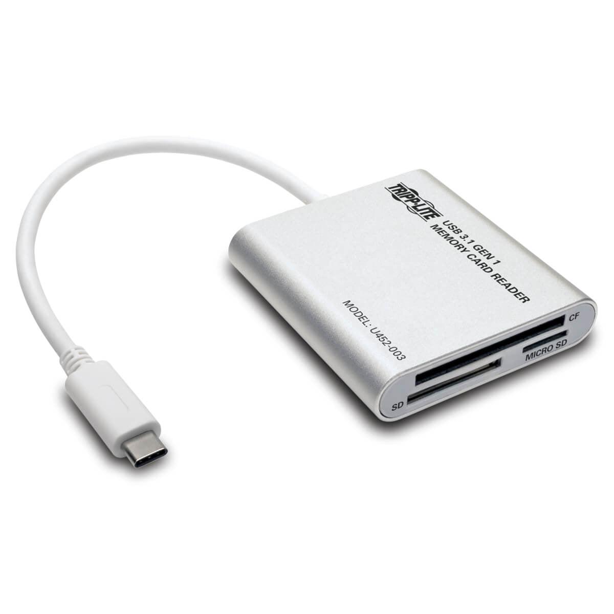 Tripp Lite U452-003 Usb 3.1 Gen 1 Usb-C Multi-Drive Smart-Card Flash-Memory Media Reader/Writer, Thunderbolt 3 Compatible