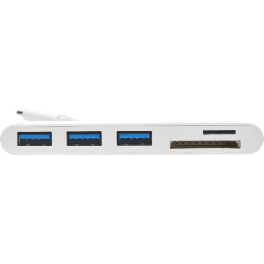 Tripp Lite U460-003-3Am 3-Port Usb-C Hub With Card Reader, Usb-C To 3X Usb-A Ports And Sd Reader, Usb 3.0, White