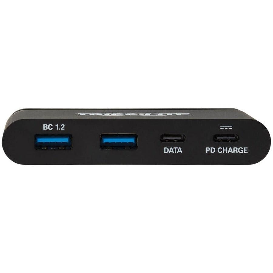 Tripp Lite U460-T04-2A2C-2 4-Port Usb-C Hub With Self-Storing Cable And Power Delivery, 2X Usb-A, 2X Usb-C, 100W Pd 3.0, 10Gbps, Usb 3.1