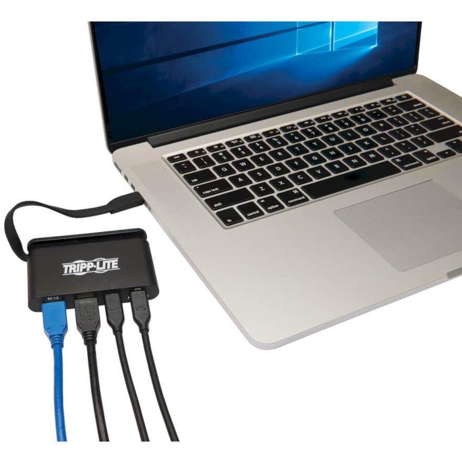 Tripp Lite U460-T04-2A2C-2 4-Port Usb-C Hub With Self-Storing Cable And Power Delivery, 2X Usb-A, 2X Usb-C, 100W Pd 3.0, 10Gbps, Usb 3.1