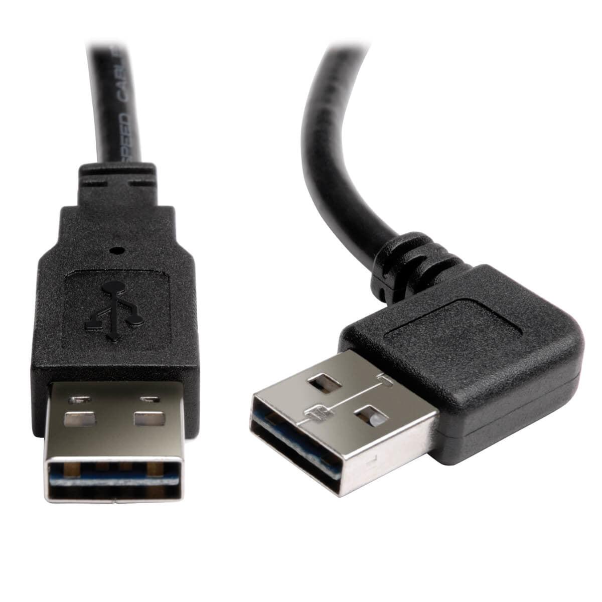 Tripp Lite Ur020-003-Ra Universal Reversible Usb 2.0 Cable (Right/Left-Angle Reversible A To Reversible A M/M), 3 Ft. (0.91 M)