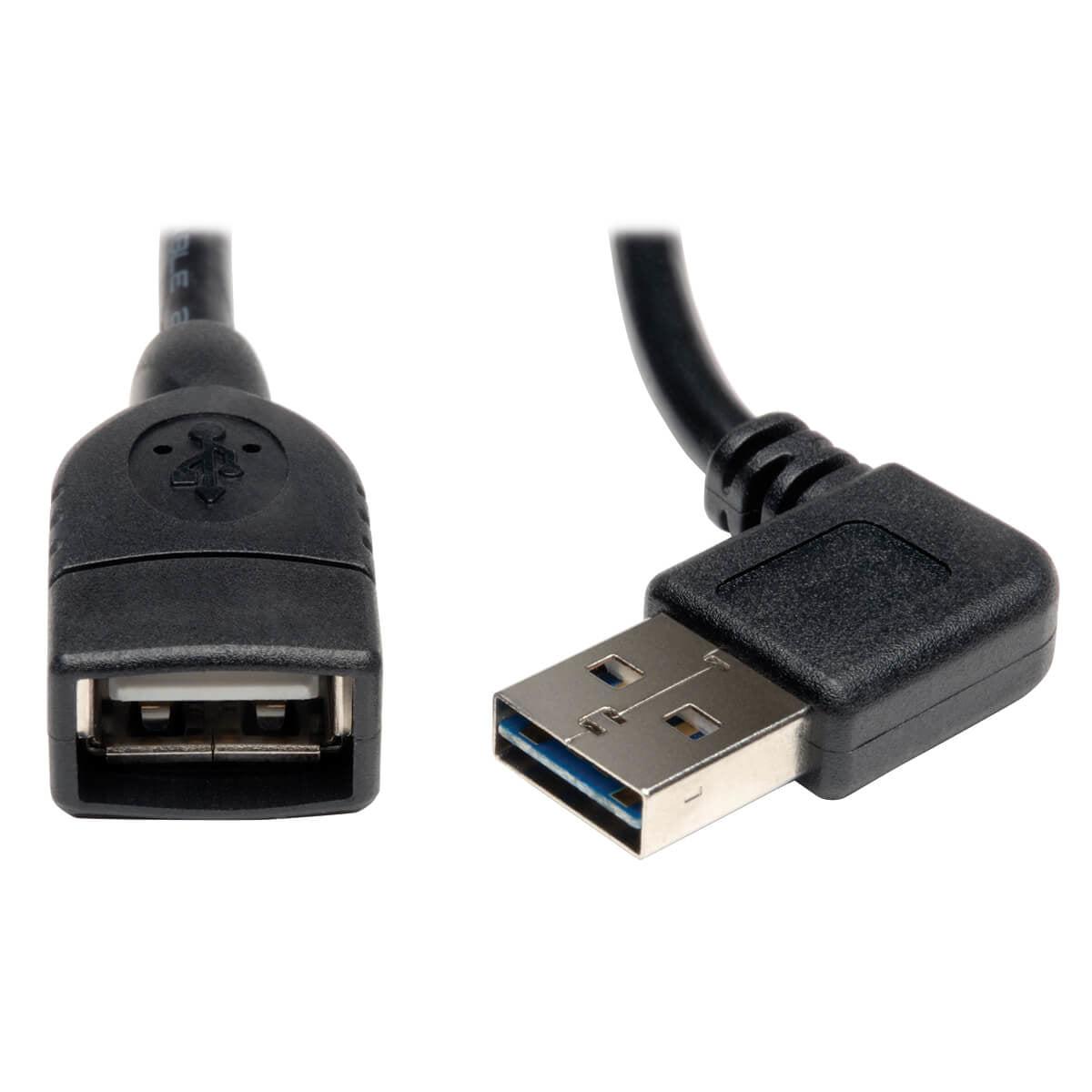 Tripp Lite Ur024-18N-Ra Universal Reversible Usb 2.0 Extension Cable (Reversible Right/Left-Angle A To A M/F), 18-In. (45.72 Cm)