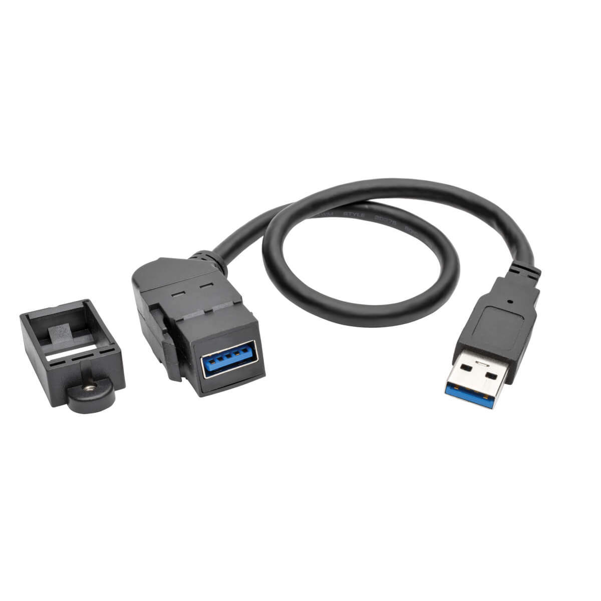 Tripp Lite Usb 3.0 All-In-One Keystone/Panel Mount Extension Cable (M/F), Angled Connector, Black, 0.31 M