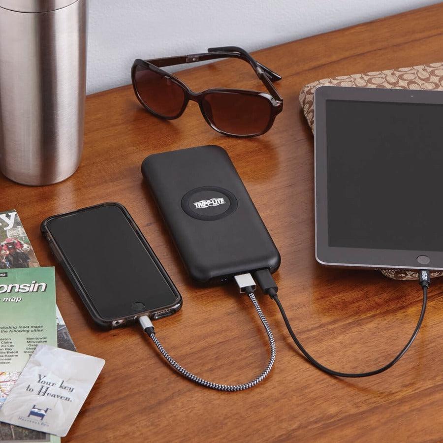 Tripp Lite Upb-10K0-1U1Cq Portable Wireless Charging Power Bank - 10,000 Mah, Qi Certified, Apple And Samsung Compatible, Black