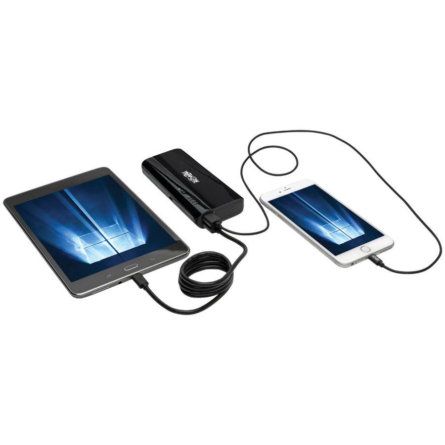 Tripp Lite Upb-10K4-S2U Portable Charger - 2X Usb-A, 10,400Mah Power Bank, Lithium-Ion, Auto Sensing, Black