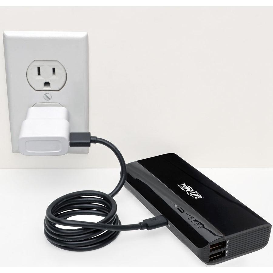 Tripp Lite Upb-10K4-S2U Portable Charger - 2X Usb-A, 10,400Mah Power Bank, Lithium-Ion, Auto Sensing, Black