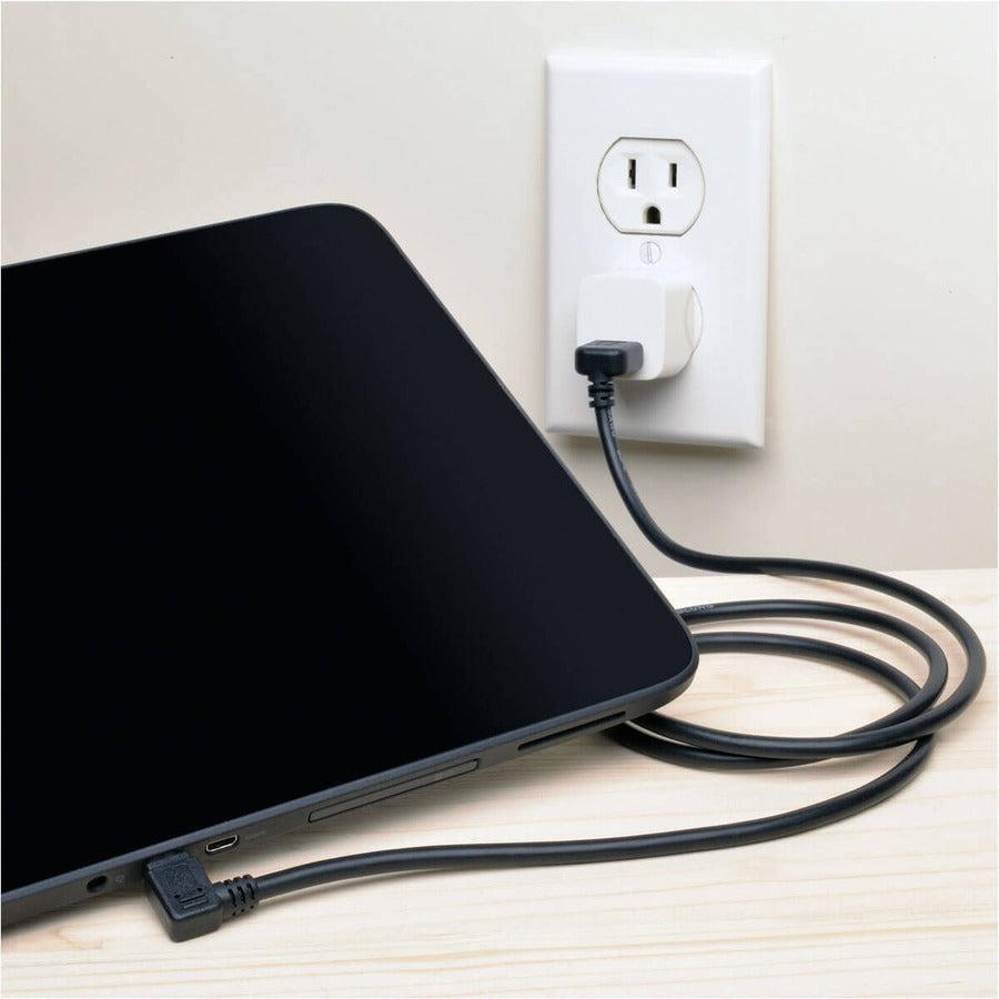 Tripp Lite Ur05C-003-Uarb Micro Usb Cable For Charging (M/M) - Reversible Up/Down Usb-A To Right-Angle Usb Micro-B, 20 Awg, Black, 3 Ft. (0.91 M)