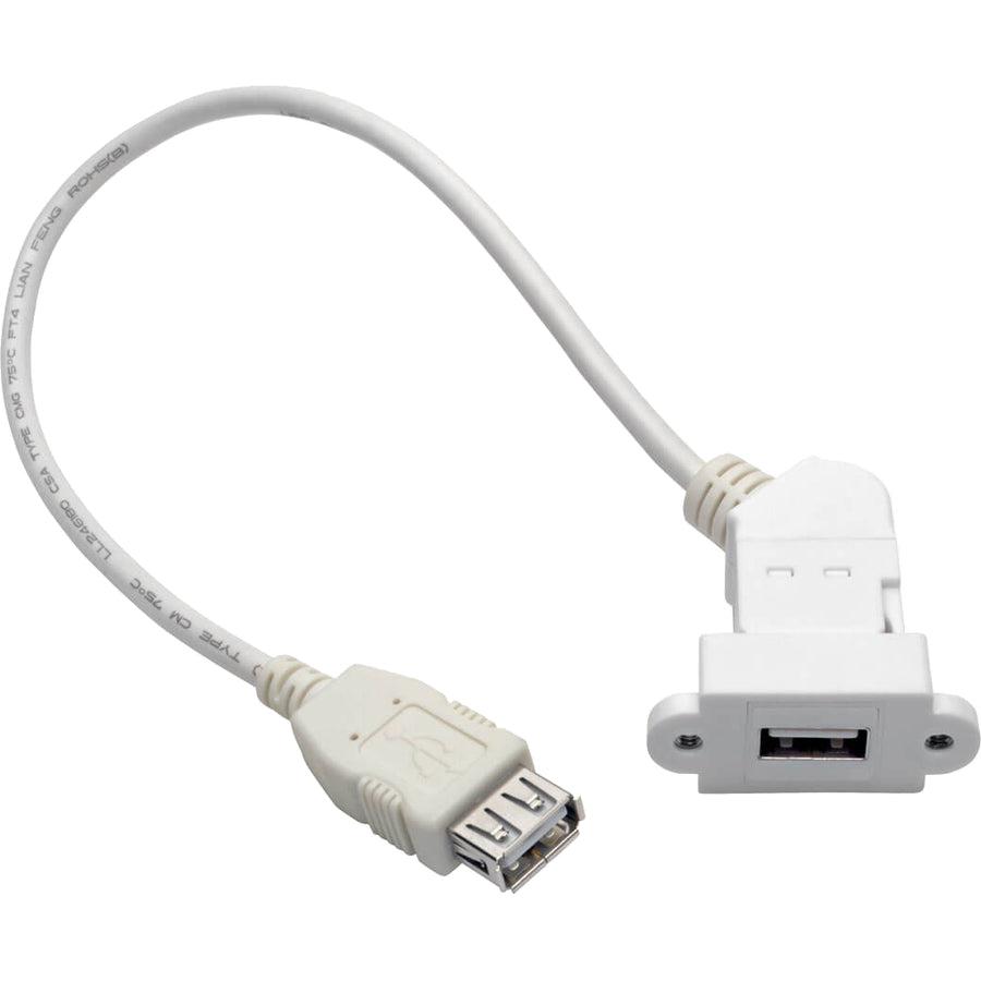 Tripp Lite Usb 2.0 All-In-One Keystone/Panel Mount Coupler Cable (F/F), Angled Connector, White, 0.31 M