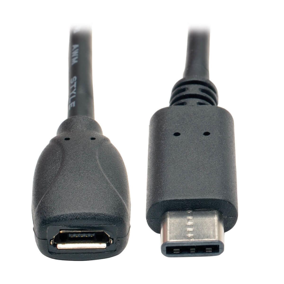 Tripp Lite Usb 2.0 Hi-Speed Adapter Cable, Usb Type-C (Usb-C) Male To Usb Micro-B Female), 15.24 Cm (6-In.)
