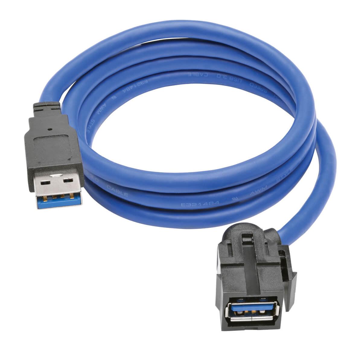 Tripp Lite Usb 3.0 Superspeed Keystone Jack Type-A Extension Cable (M/F), 0.91 M (3-Ft.)