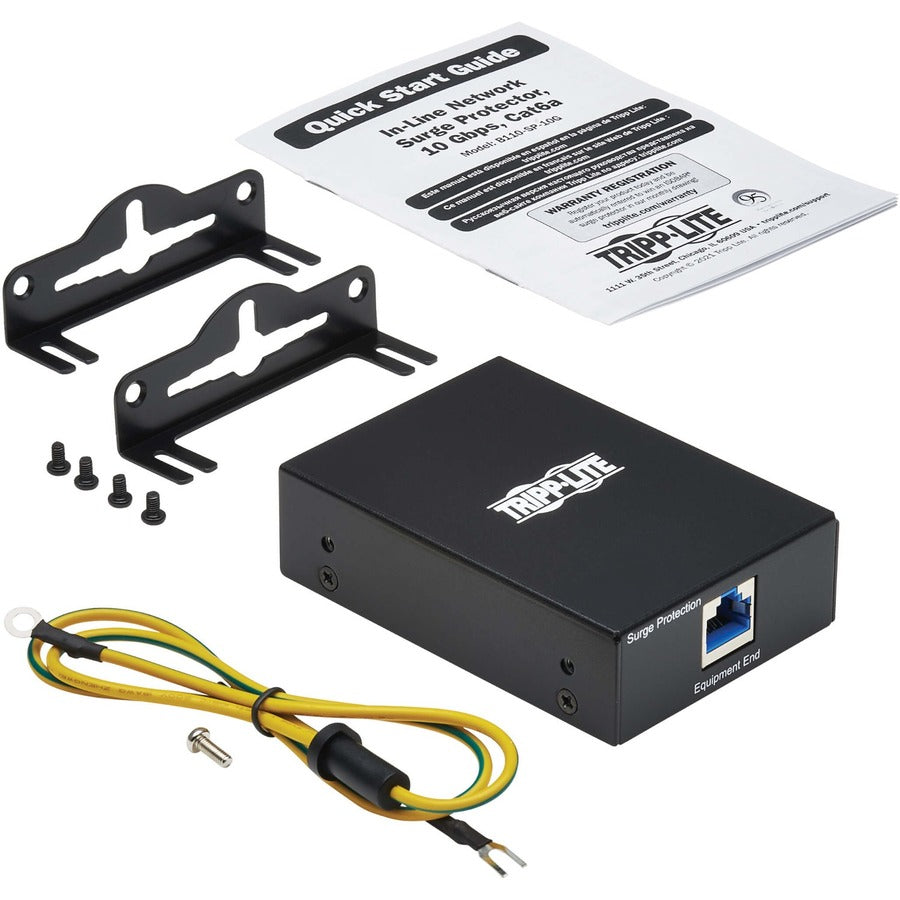 Tripp Lite by Eaton In-Line Network Surge Protector - 10 Gbps, Cat6a/8, Metal Case, IEC Compliant, TAA B110-SP-10G