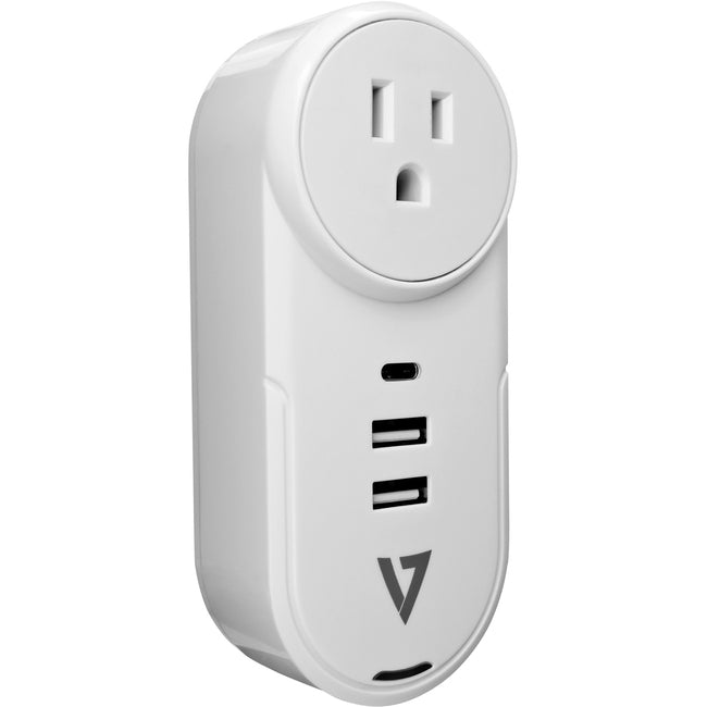 V7 1 Outlet, Rotating Travel Surge 400J W/Usb-C