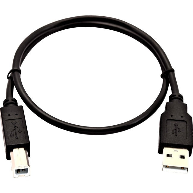 V7 Black USB Cable USB 2.0 A Male to USB 2.0 B Male 0.5m 1.6ft V7USB2AB-50C-1E