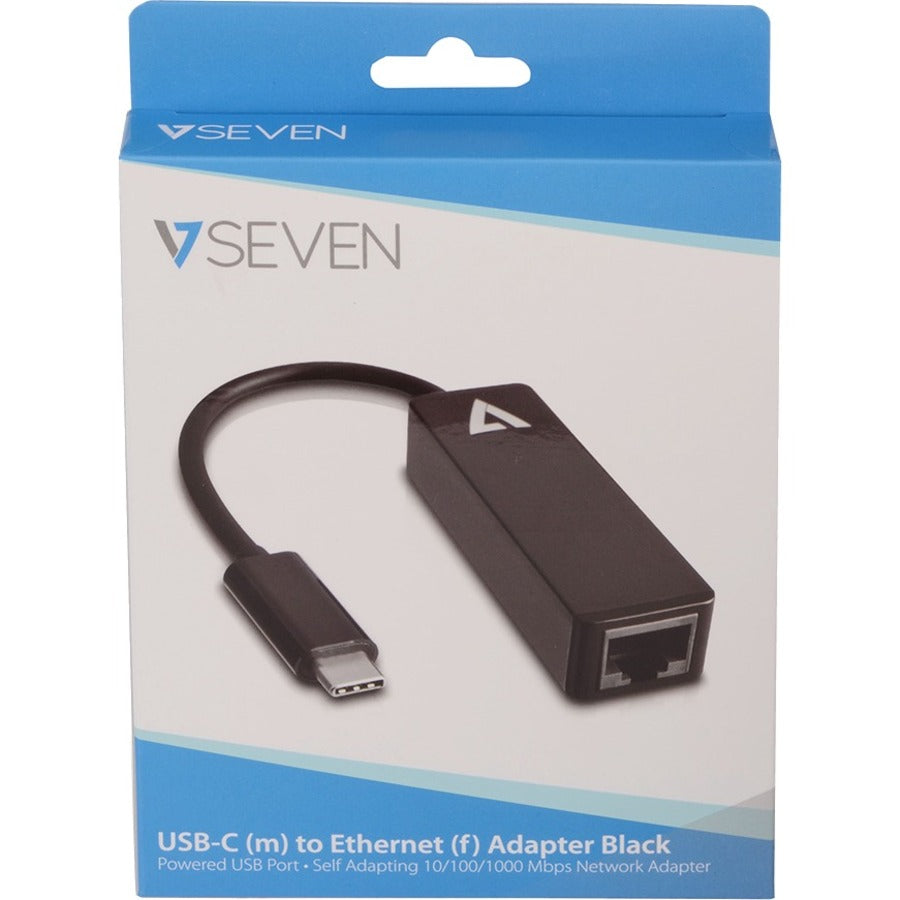 V7 Black USB Video Adapter USB-C Male to RJ45 Male V7UCRJ45-BLK-1E
