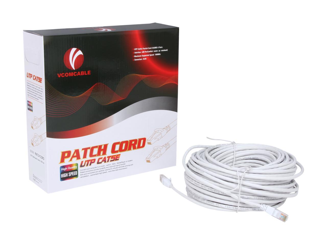 Vcom Np511-100-White 100Ft Cat5E Utp Molded Patch Cable (White)
