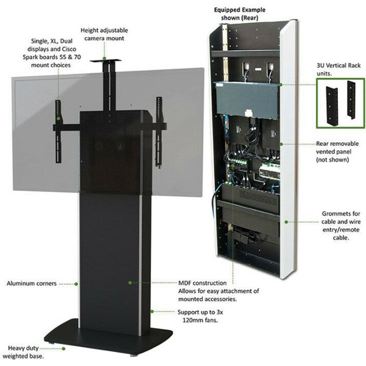 VFI Fixed Base Telepresence Stand for Single/Dual Monitors TP800-CS55