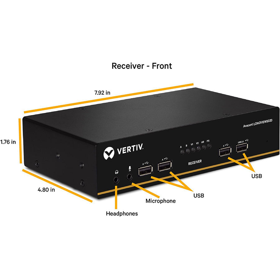 Vertiv Avocent LongView - Dual Monitor, USB, Audio, CATx up to 100m / 330ft LV5020P-001