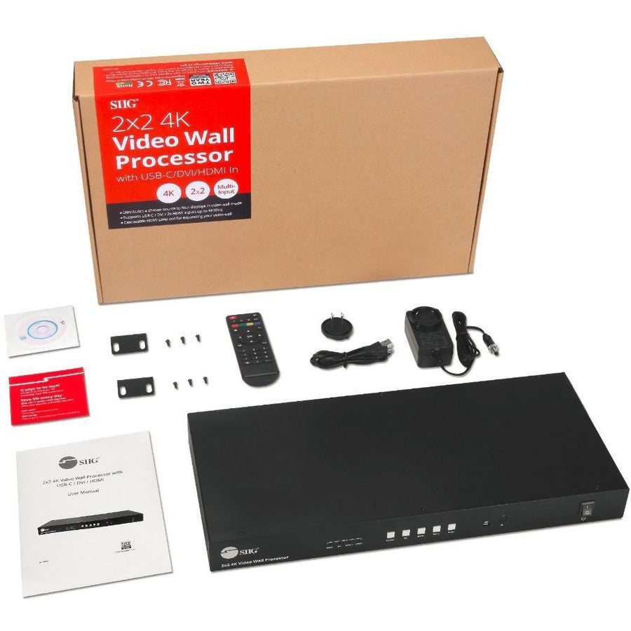 Video Wall 4K Processor - SIIG CE-H26E11-S1 2x2 USB-C HDMI Cascading Controller | TECISOFT