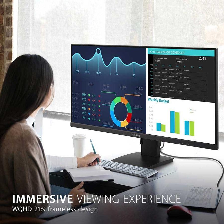 Viewsonic Va3456-Mhdj 86.4 Cm (34") 3440 X 1440 Pixels Ultrawide Quad Hd Led Black