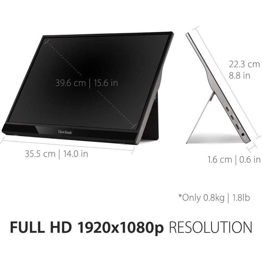 Viewsonic Vg Series Vg1655 Led Display 39.6 Cm (15.6") 1920 X 1080 Pixels Full Hd Silver