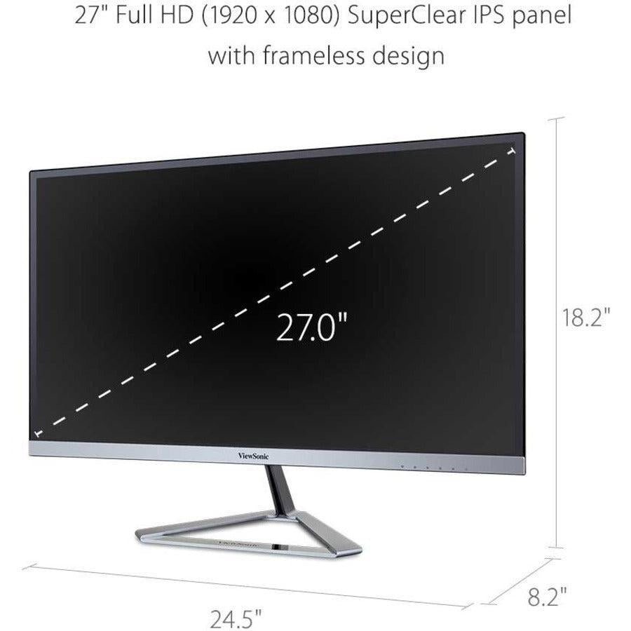 Viewsonic Vx Series Vx2776-Smhd 68.6 Cm (27") 1920 X 1080 Pixels Full Hd Led Black, Silver
