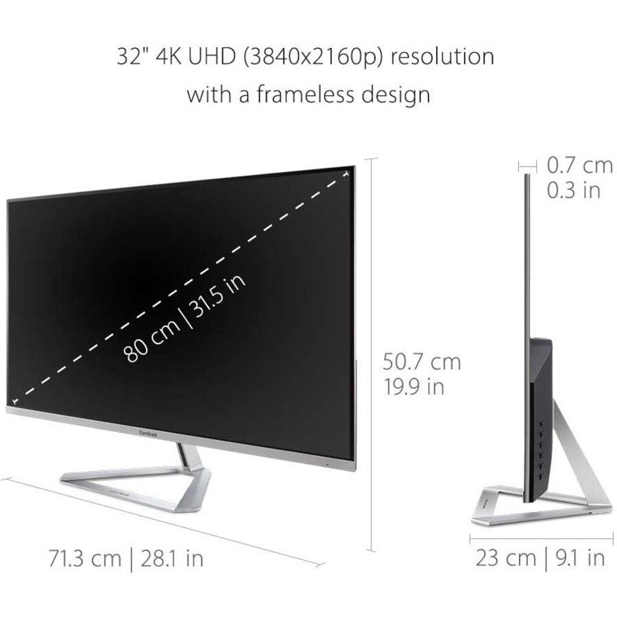 Viewsonic Vx Series Vx3276-4K-Mhd 81.3 Cm (32") 3840 X 2160 Pixels 4K Ultra Hd Led Silver