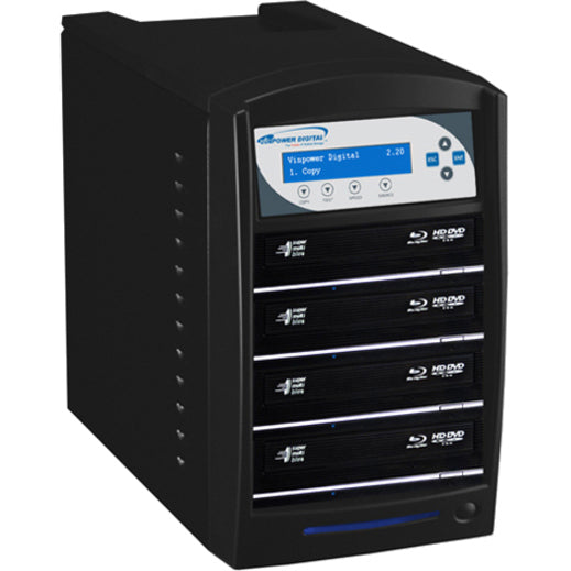 Vinpower Digital SharkBluCP Blu-ray/DVD/CD Tower Duplicator (Supports BD CopyProtection) SHARKBLUCP-S4T-BK