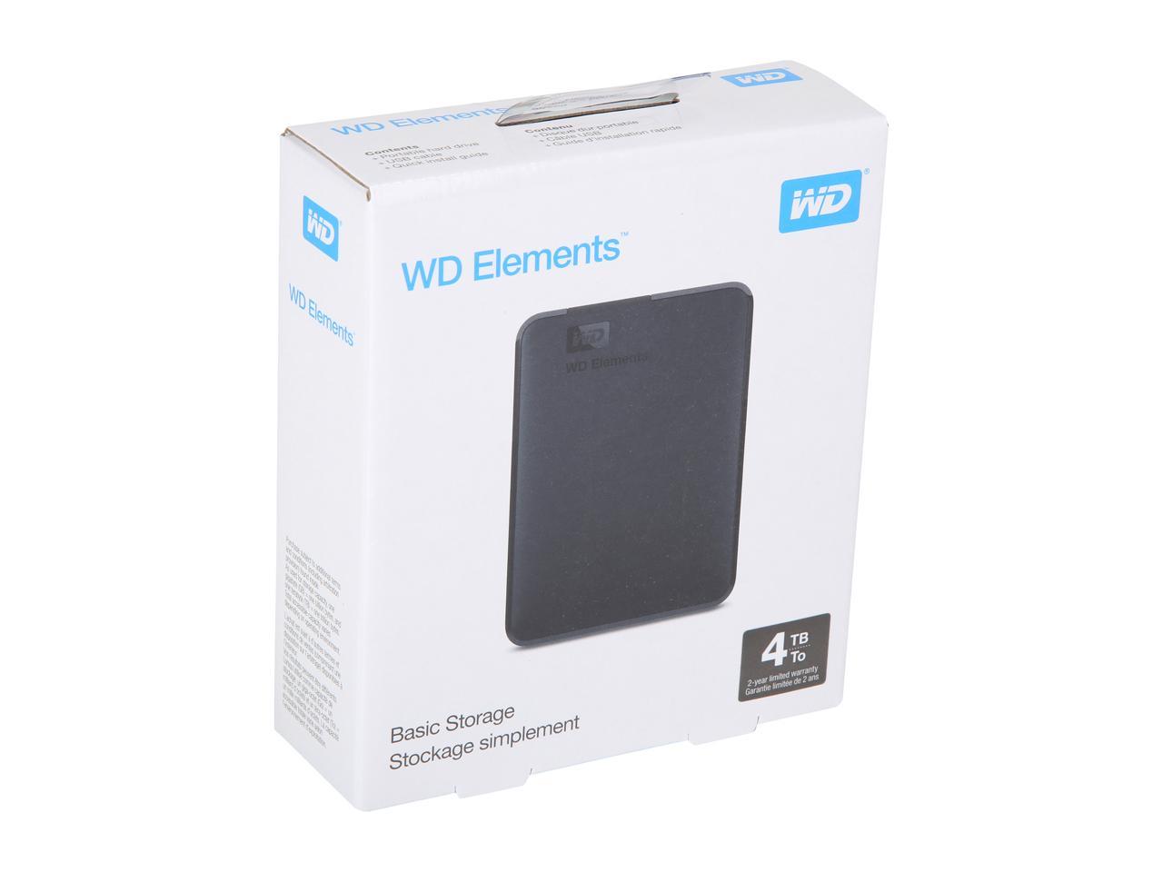Wd 4Tb Elements Usb 3.0 2.5" Portable External Hard Drive Wdbu6Y0040Bbk-Wesn Black