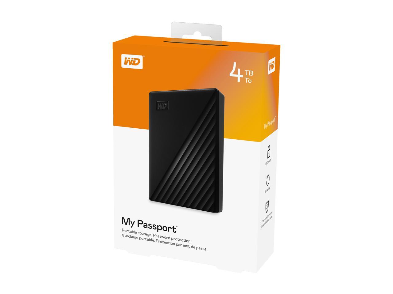 Wd 4Tb My Passport Portable Storage External Hard Drive Usb 3.2 For Pc/Mac Black (Wdbpkj0040Bbk-Wesn)