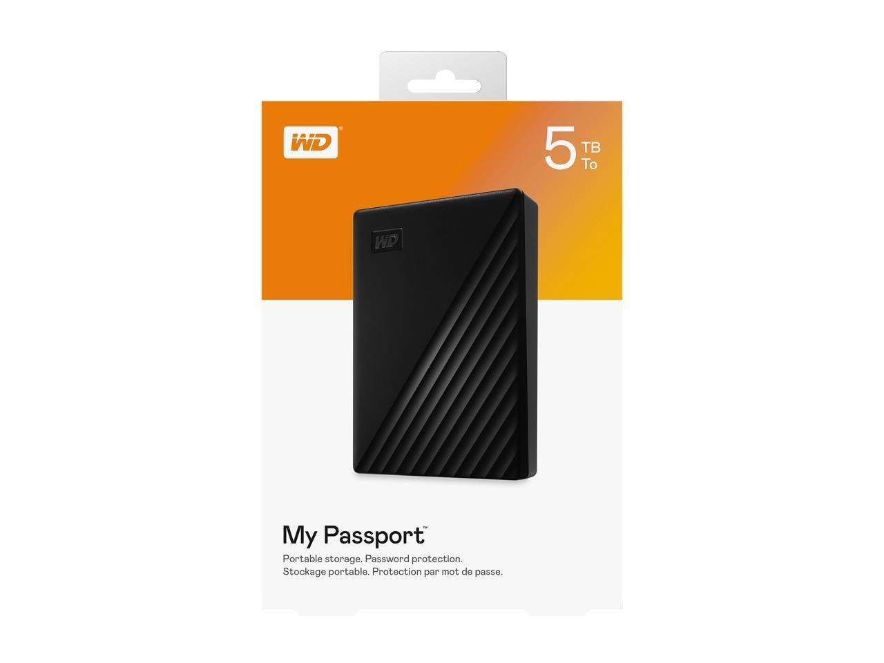 Wd 5Tb My Passport Portable Storage External Hard Drive Usb 3.2 For Pc/Mac Black (Wdbpkj0050Bbk-Wesn)