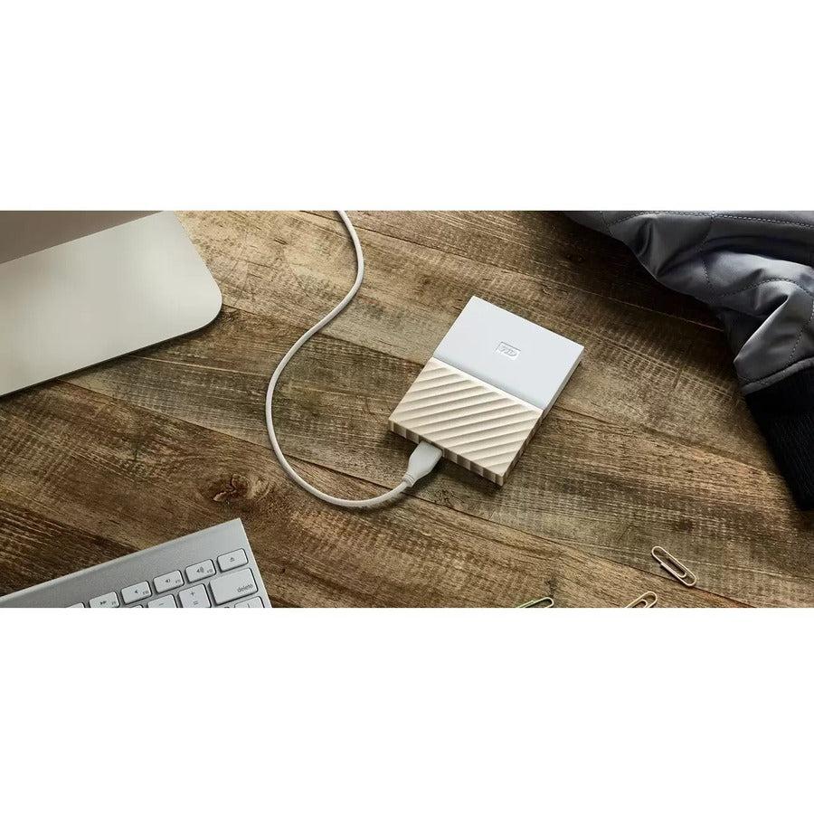 WD-IMSourcing My Passport Ultra WDBTLG0010BGD-WESN 1 TB Portable Hard Drive - External - White, Gold