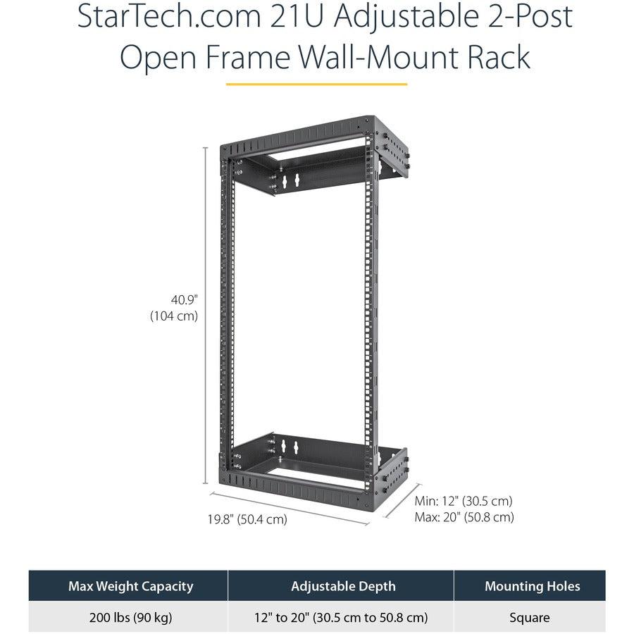 Wall Mount Network Rack 21U Heavy-Duty - Open Frame Server Rack | StarTech.com RACK-21U-20-WALL-OA