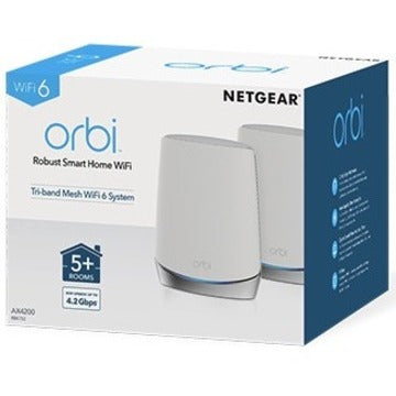 WiFi 6 Mesh System - NETGEAR Orbi RBK752 AX4200 Tri-Band Whole Home | NETGEAR RBK752-100NAS