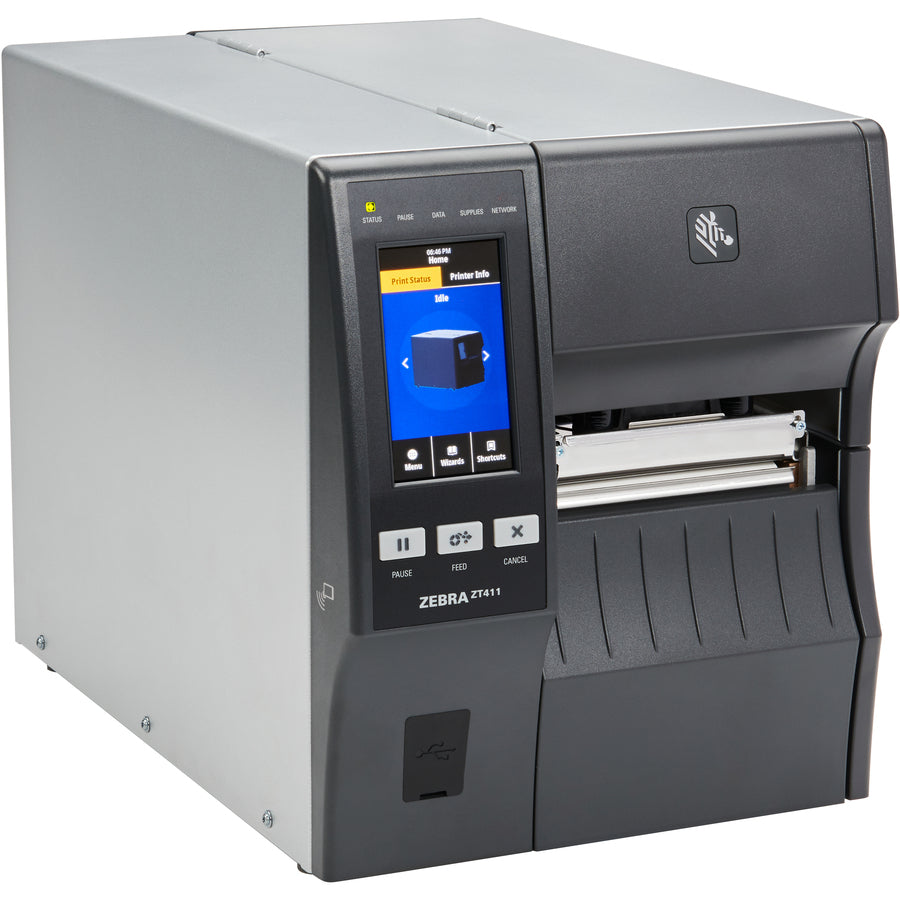 Zebra ZT411 Desktop Direct Thermal/Thermal Transfer Printer - Monochrome - Label Print - USB - Serial - Bluetooth - TAA Compliant ZT41143-T0100AGA