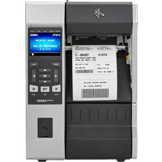Zebra ZT610 Industrial Direct Thermal/Thermal Transfer Printer - Monochrome - Label Print - USB - Serial - Bluetooth - TAA Compliant ZT61042-T01020GA