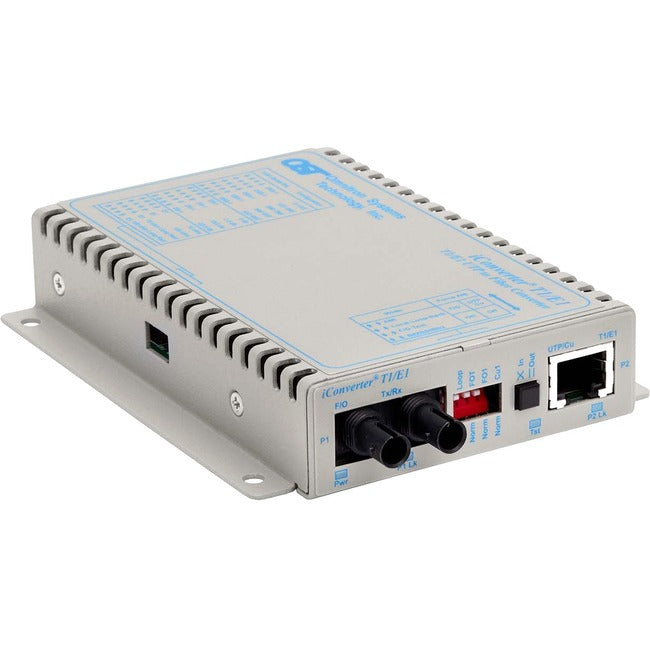 iConverter T1/E1 Fiber Media Converter RJ48 ST Single-Mode 30km Wide Temp 8701-1-DW