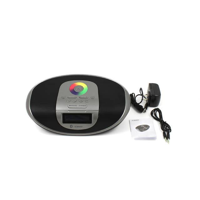 Ikanoo Bt009 Radio Clock Wireless Bluetooth/Wired 3.5Mm Portable Speaker W/ Calendar Display & Touch Sensor (Silver)