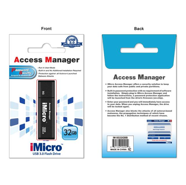 Imicro Usb 3.0 Password Protection Flash Drive Sliver Grade 32Gb (Silver Grey)